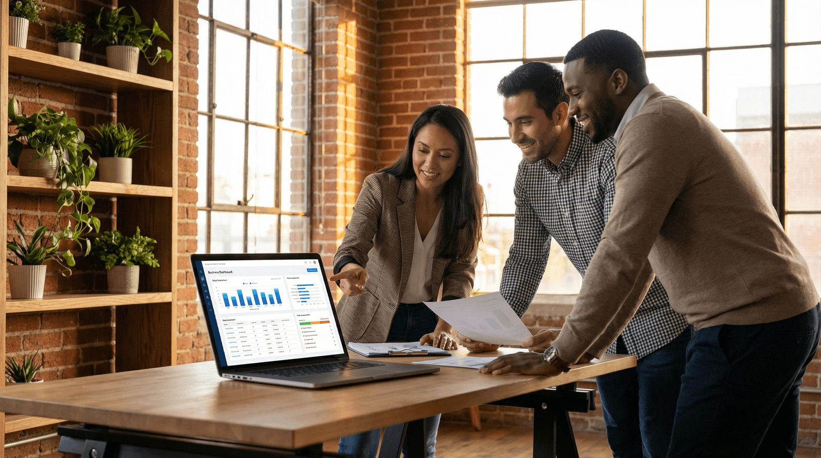 Security analysts reviewing risk assessment