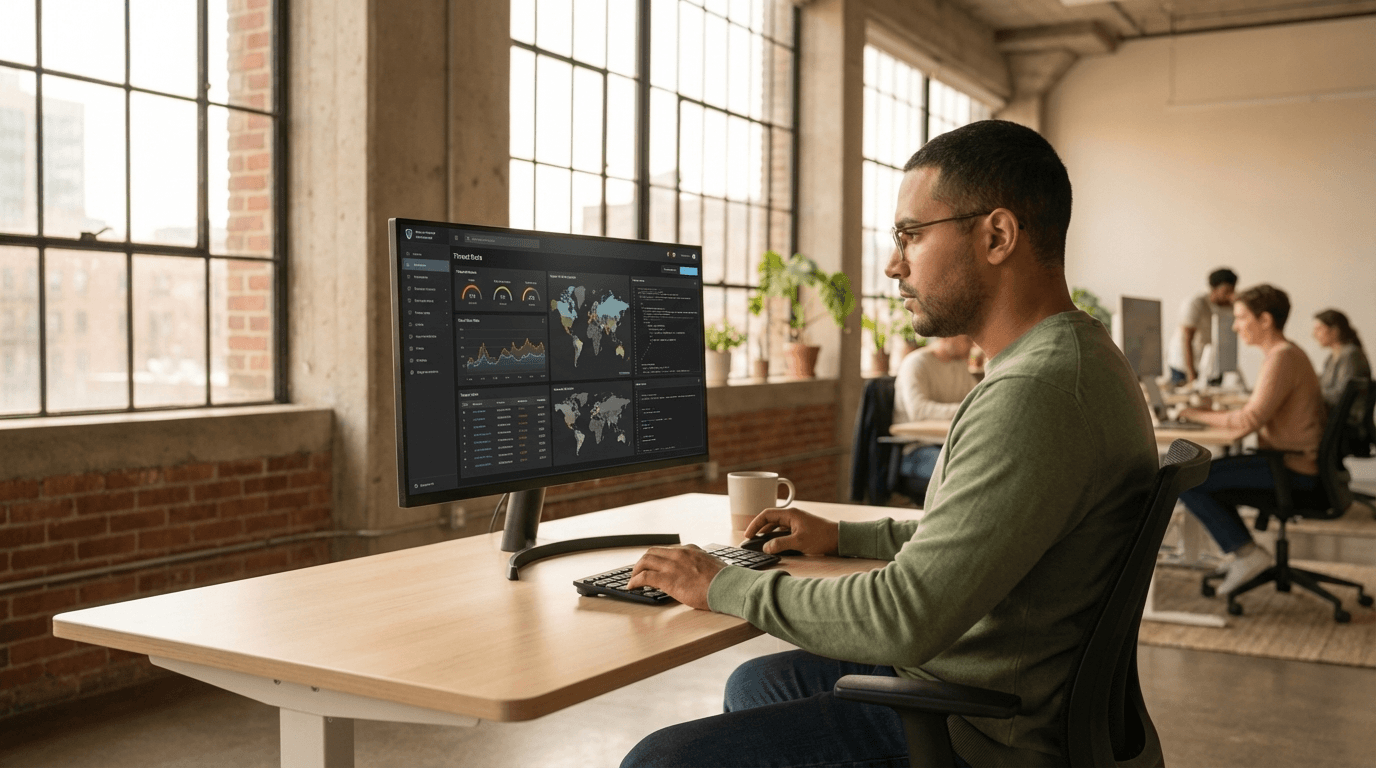 Analysts reviewing threat intelligence